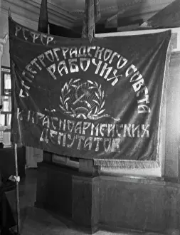 Defending: Banner of the Petrograd Soviet of Workers and