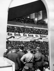 Slogan: Banner saying Ein Volk, ein Reich, ein Fuehrer!