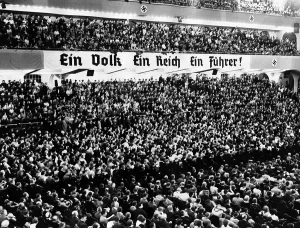 Slogan: Banner saying Ein Volk, ein Reich, ein Fuehrer!