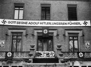 Bless: Banners during the election campaign in August, 1934