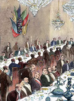 Banquet: Banquet. Engraving. 20th century