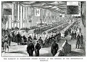 Farringdon: Banquet at Metropolitan underground opening, London 1863