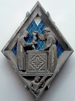 1351: Baptism, tile by Alberto Arnoldi, Florence