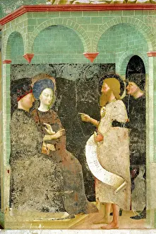 Masolino: The Baptist before Herod. Fresco