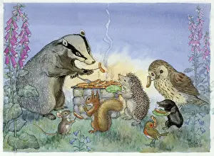 Barbecue: The Barbecue - badger cooking sausages