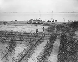 Zeebrugge: Barbed wire on the Mole, Zeebrugge, Belgium, WW1