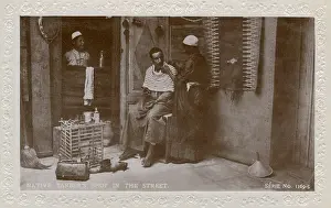 Customer: Barber's Shop in the street in Egypt