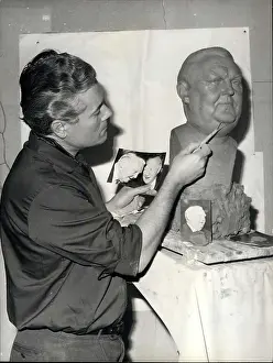Sharply: Barbieri, sculptor, Ludwig Erhard bust, Grevin Museum