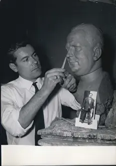 Barbieri: Barbieri, sculptor, Robert Lacoste bust, Grevin Museum