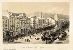 Deroy: Barcelona (19th c.). The Rambla and the Teatro