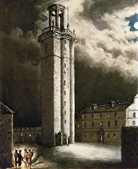 Barcelons: Barcelona. Citadel tower. Engraving