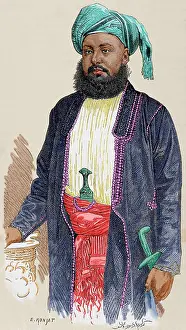 Sayyid: Bargash bin Said (1837-1888). Colored engraving