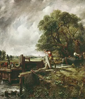 Stour: A Barge Passing A Lock On The Stour