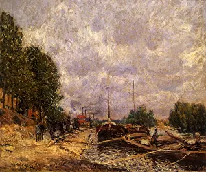 Issy: Barges at Anchor, by Alfred Sisley