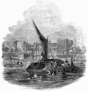 Stationer: Barges on the River Thames, 1845