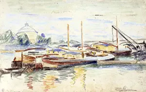 Recto: Barges on the Seine at Bercy, 1871