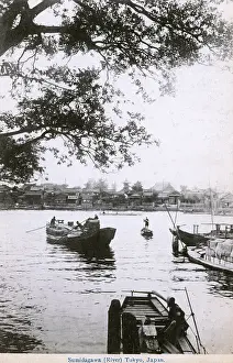 Poling: Barges on the Sumida River - Tokyo, Japan