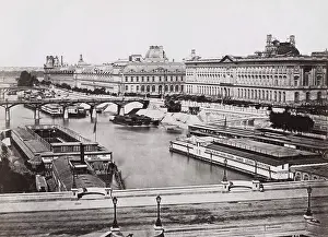 Barges: Barges and swimming baths, River Seine, Paris