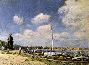 Sisley: Barges Unloading at Billancourt, by Alfred Sisley