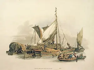 1805: Barges by William Henry Pyne 1805