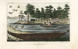 Lesueur: Bark canoe of the extinct Tasmanian aborigines
