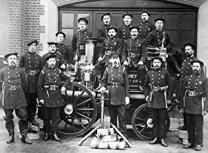 Horsed: Barnet Fire Brigade with fire fighting equipment