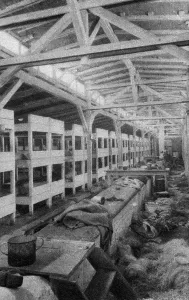 Auschwitz: Barrack at Auschwitz concentration camp, 1945