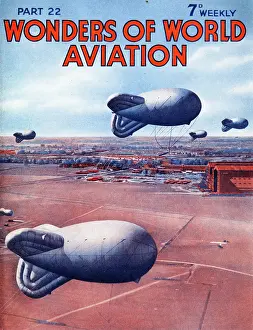 Bedfordshire: Barrage balloons protecting RAF station, Cardington, Beds