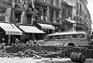 Iberica: Barricade construction in Barcelona - summer 1936
