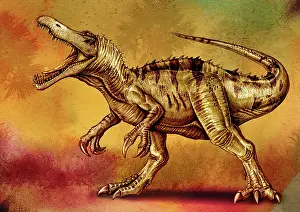 Textured: Baryonyx walkeri dinosaur painting