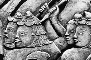 Khmer: Bas relief detail, Bayon temple, Angkor Thom, Cambodia