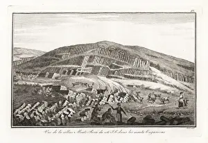 Geologists: Basalt columns on Monte Rosso, Euganean Hills. Italy