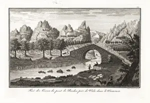 Vivarais: Basalt prism columns at Bridon bridge, near Vals