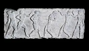 Attica: Base of a funerary kouros with six athletes