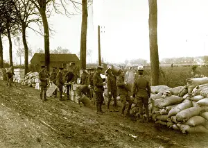 Mailbags: Base Post Office near fighting lines, WW1