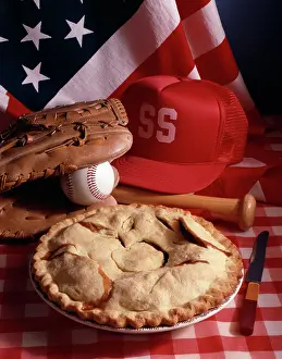 Mitt: Baseball American Flag And Apple