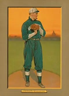 Pitching: Baseball card of Walter Johnson, Washington Senators