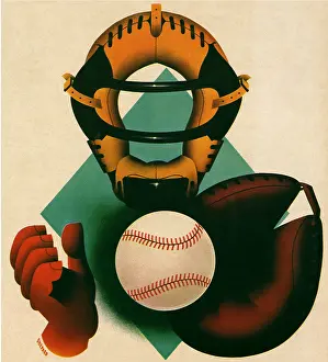 Positioned: Baseball Glove and Mask