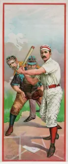 Umpire: Baseball player at bat, in front of catcher and umpire