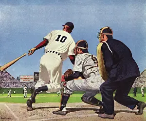 Umpire: Baseball Player hits Ball and Runs