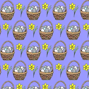 Baskets: Basket of Easter eggs repeat pattern