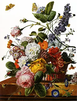 Tabletop: A Basket of Flowers