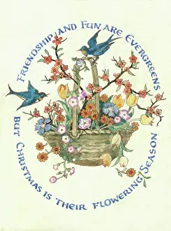Marta: Basket of flowers with birds