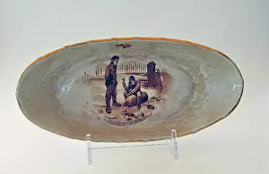 Moulded: Basket moulded dish with transfer - Bairnsfatherware