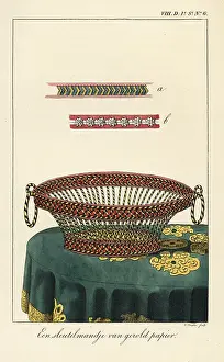 Interior Decoration: A basket made of rolled paper