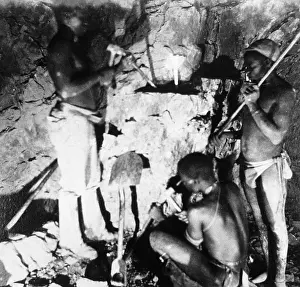 Mines: Basuto miners in De Beers diamond mines. From