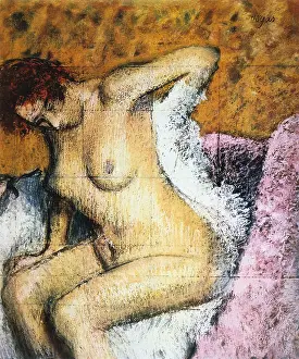 Gouache: After the Bath circa 1895: Edgar Degas (1834-1917)
