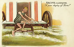 Wimp: Bather afraid to take a dip - Comic postcard
