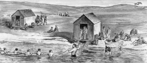 Bathers: Bathers in bathing machines on Heligoland, 1887