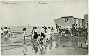 Scheveningen: Bathers and Bathing Machines at Scheveningen, The Hague